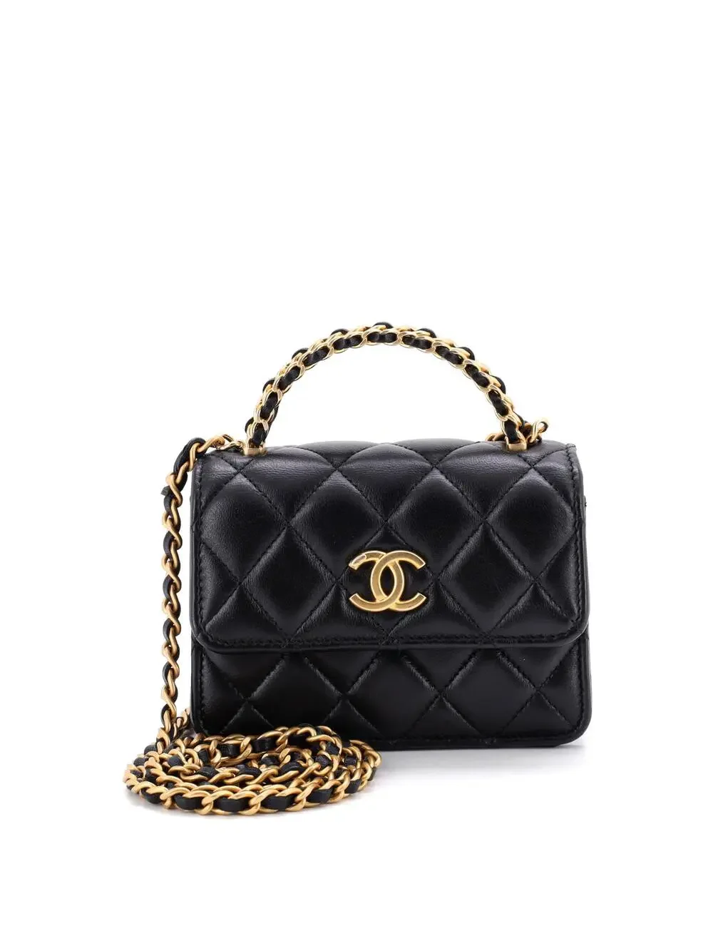 Chanel Woven Top Handle Cc Flap Clutch #259210C48B